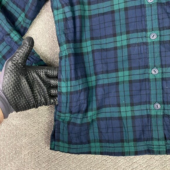 LL Bean Fleece Lined Hooded Shirt Jacket Shacket Women's Small Plaid Hoodie - Picture 3 of 10
